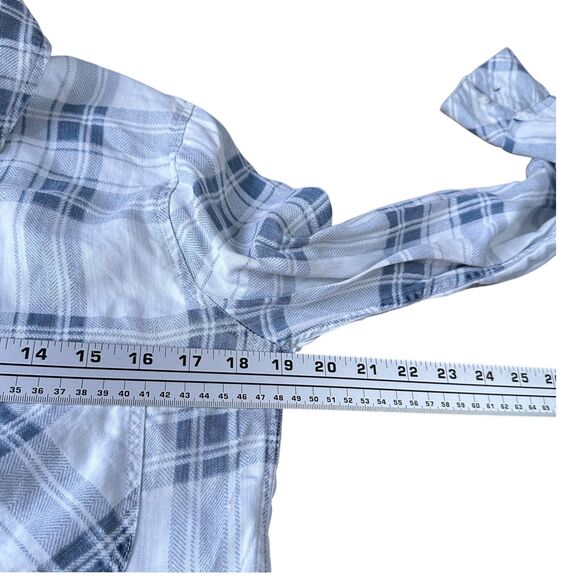 Rails Flannel Shirt Women’s Small White & Pale Blue Plaid Button Up Light - Picture 8 of 10